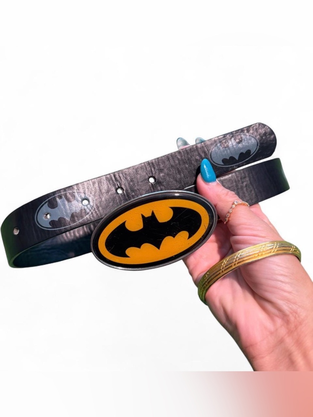Vintage DC Comics Batman child’s belt with yellow/black bat logo